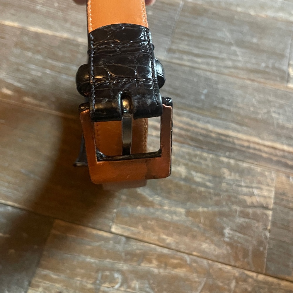 Lauren Ralph Lauren Croc Embossed Italian Leather Skinny Belt🖤 - Picture 7 of 14